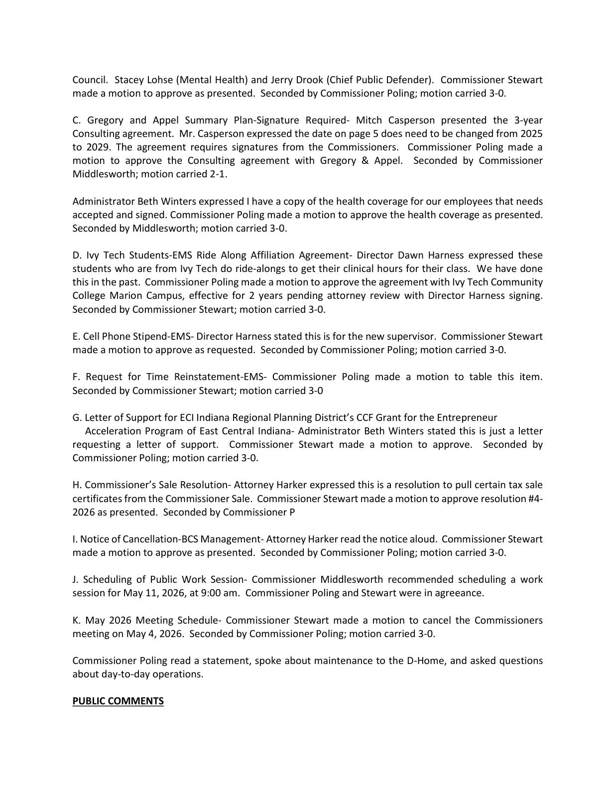 Page 3 of the Grant County Commissioners minutes
