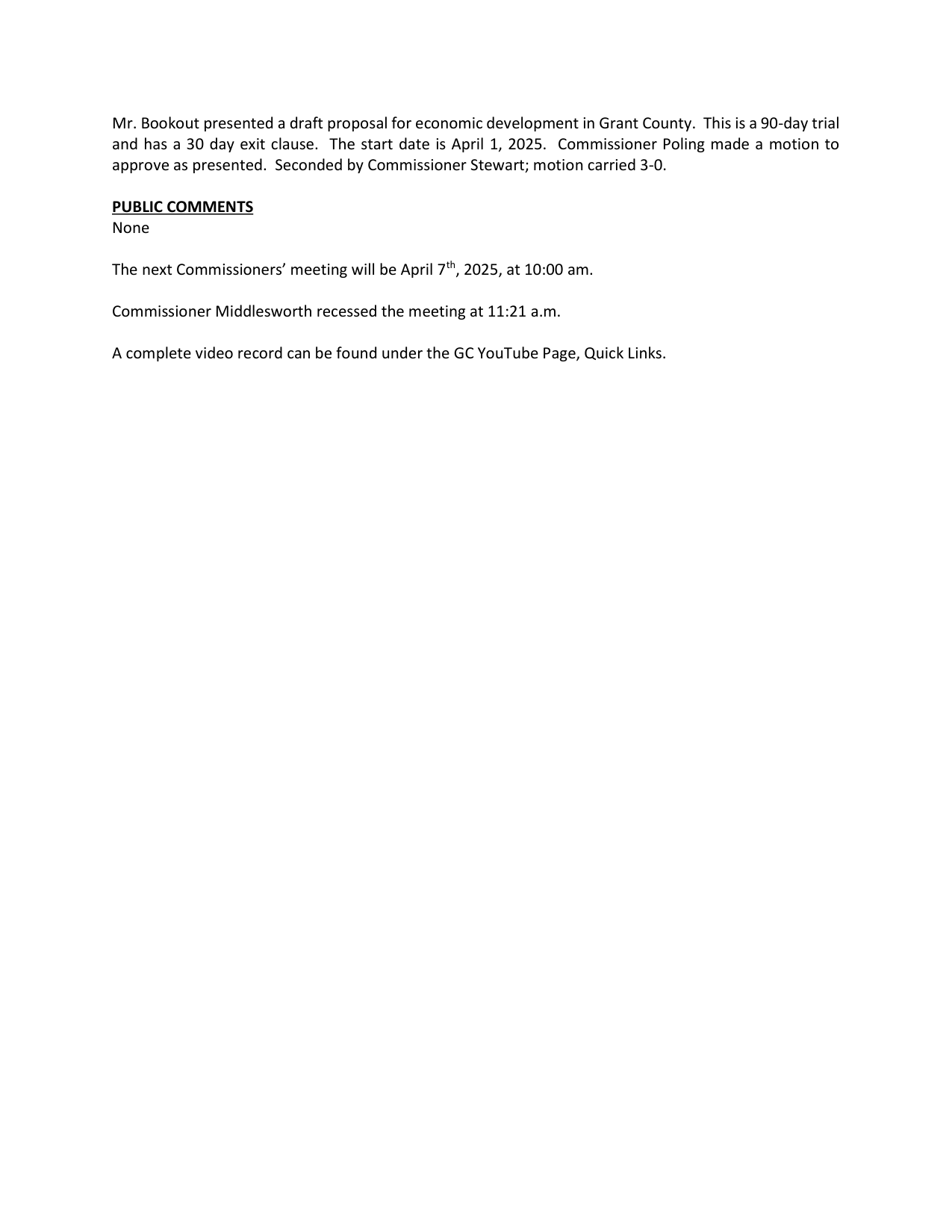 Page 4 of the Grant County Commissioners minutes