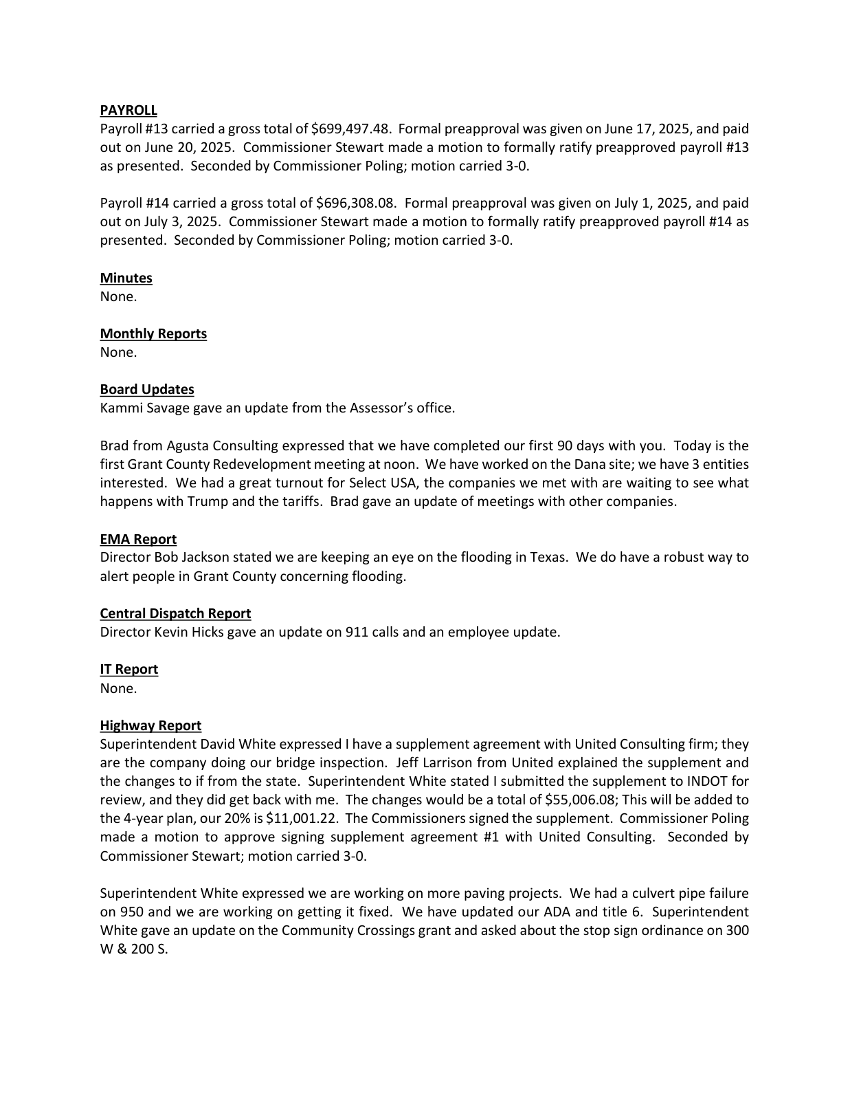 Page 2 of the Grant County Commissioners minutes