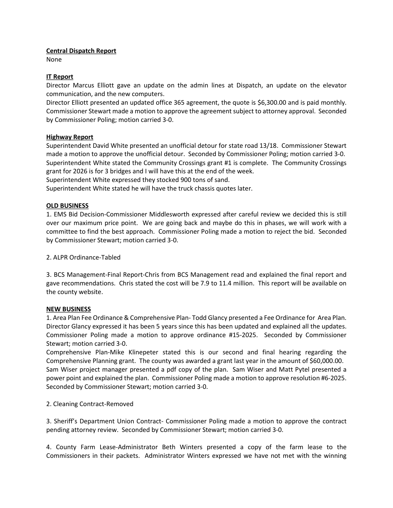 Page 2 of the Grant County Commissioners minutes