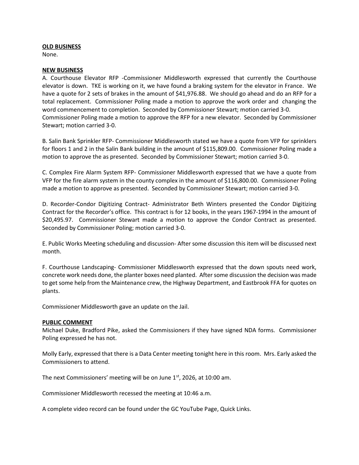 Page 3 of the Grant County Commissioners minutes