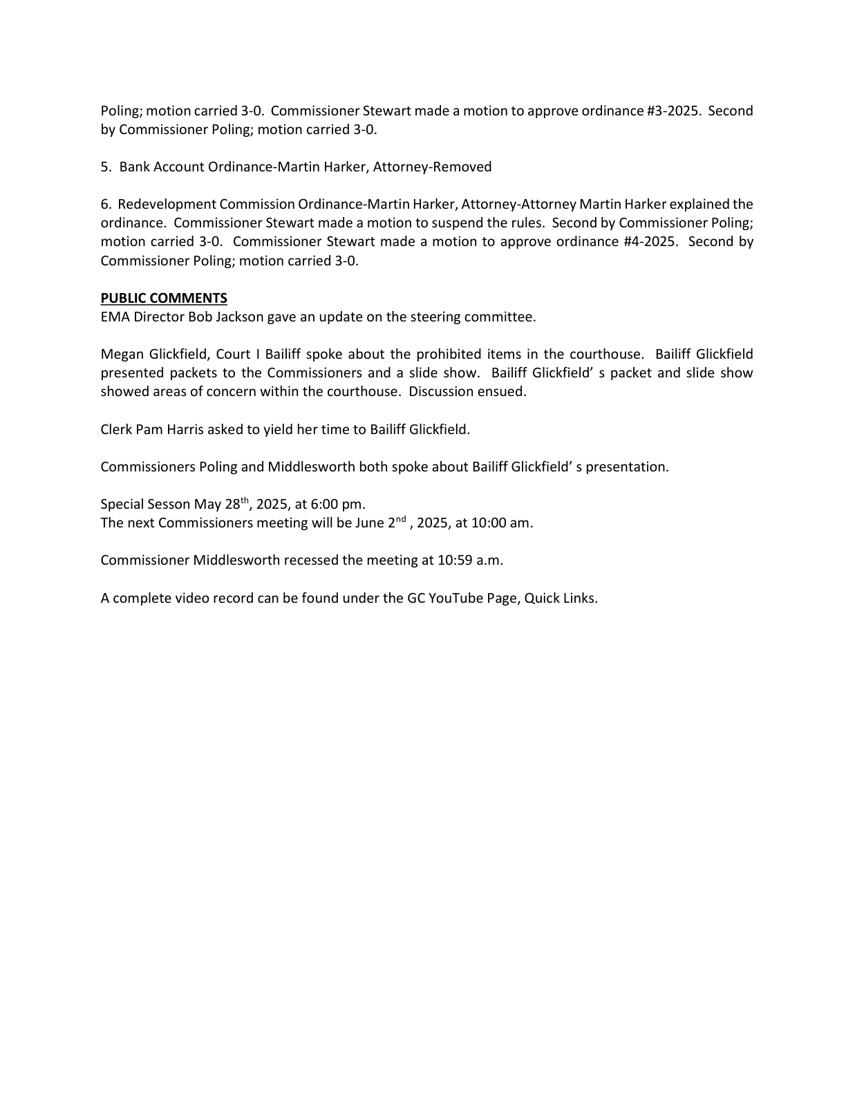 Page 3 of the Grant County Commissioners minutes