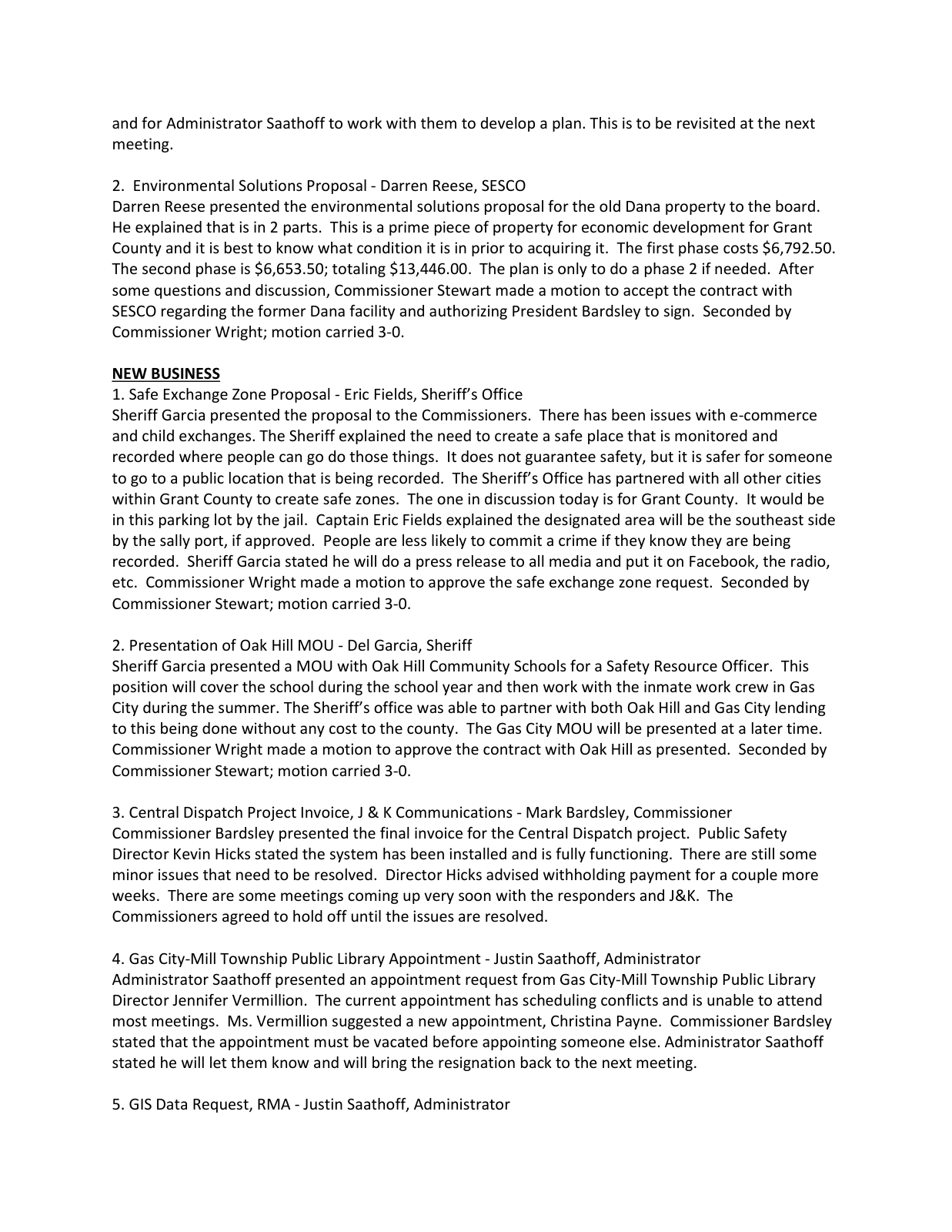 Page 3 of the Grant County Commissioners minutes