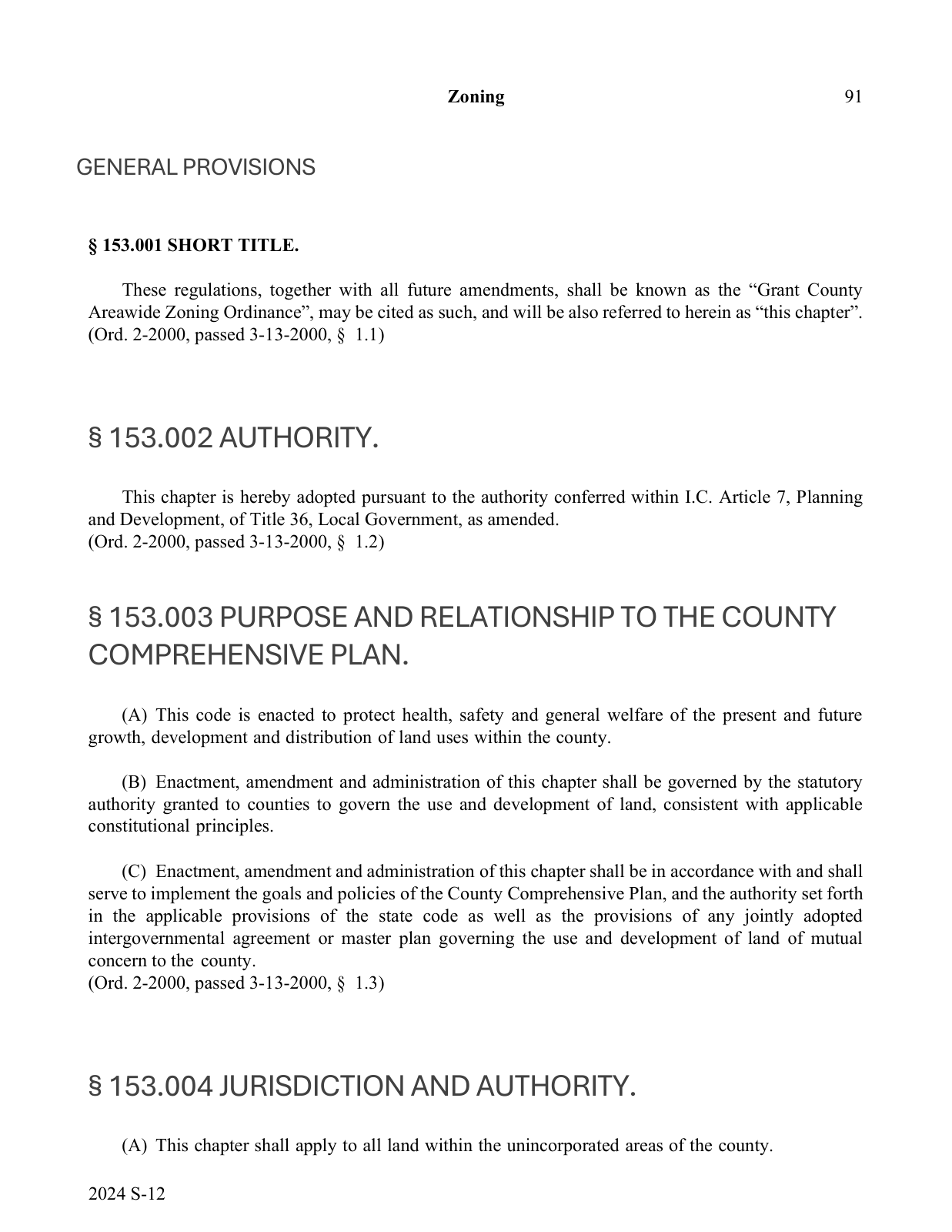 Page 98 of the Grant County area-wide zoning ordinance, § 153.004