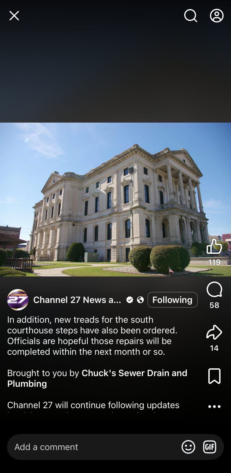 Page 2 of the Screenshot of a Channel 27 News and Entertainment post, page 2 of 2