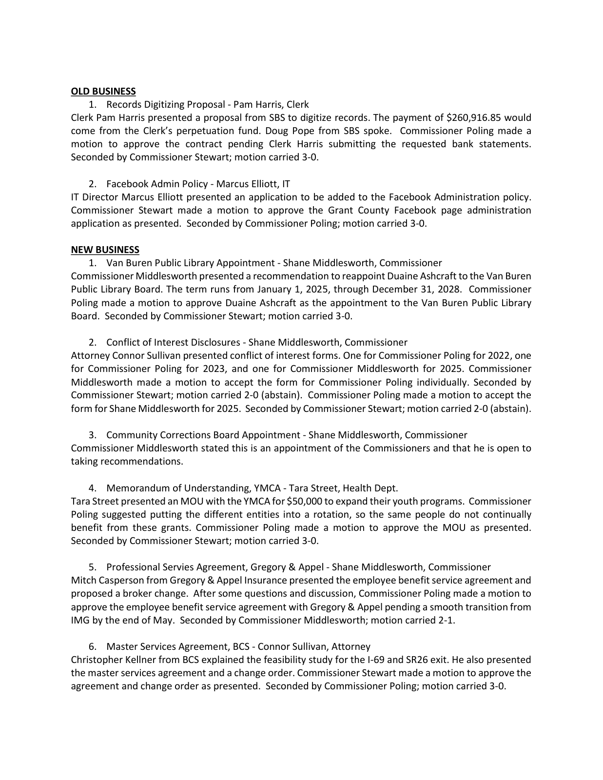 Page 3 of the Grant County Commissioners minutes, April 7, 2025, page 3