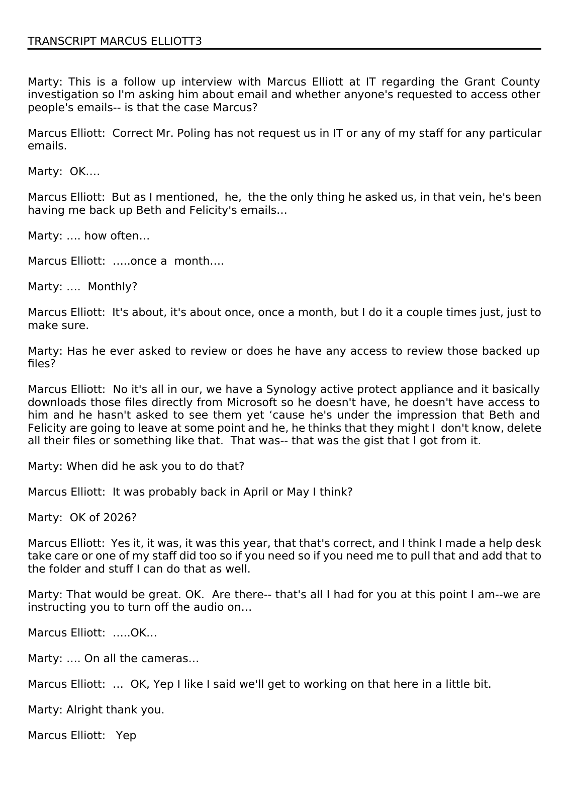 Page 1 of the Interview transcript, IT director, page 1 of OurWeek's PDF rendering