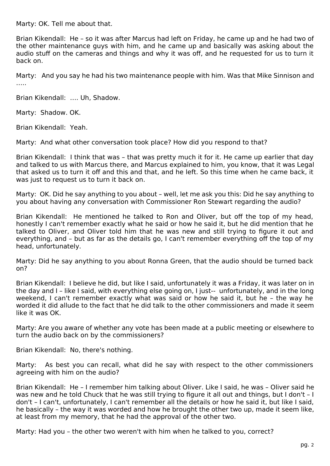 Page 2 of the Interview transcript, IT technician, page 2 of OurWeek's PDF rendering
