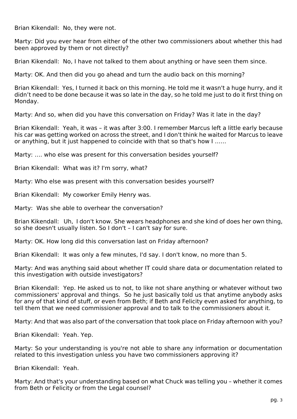 Page 3 of the Interview transcript, IT technician, page 3 of OurWeek's PDF rendering