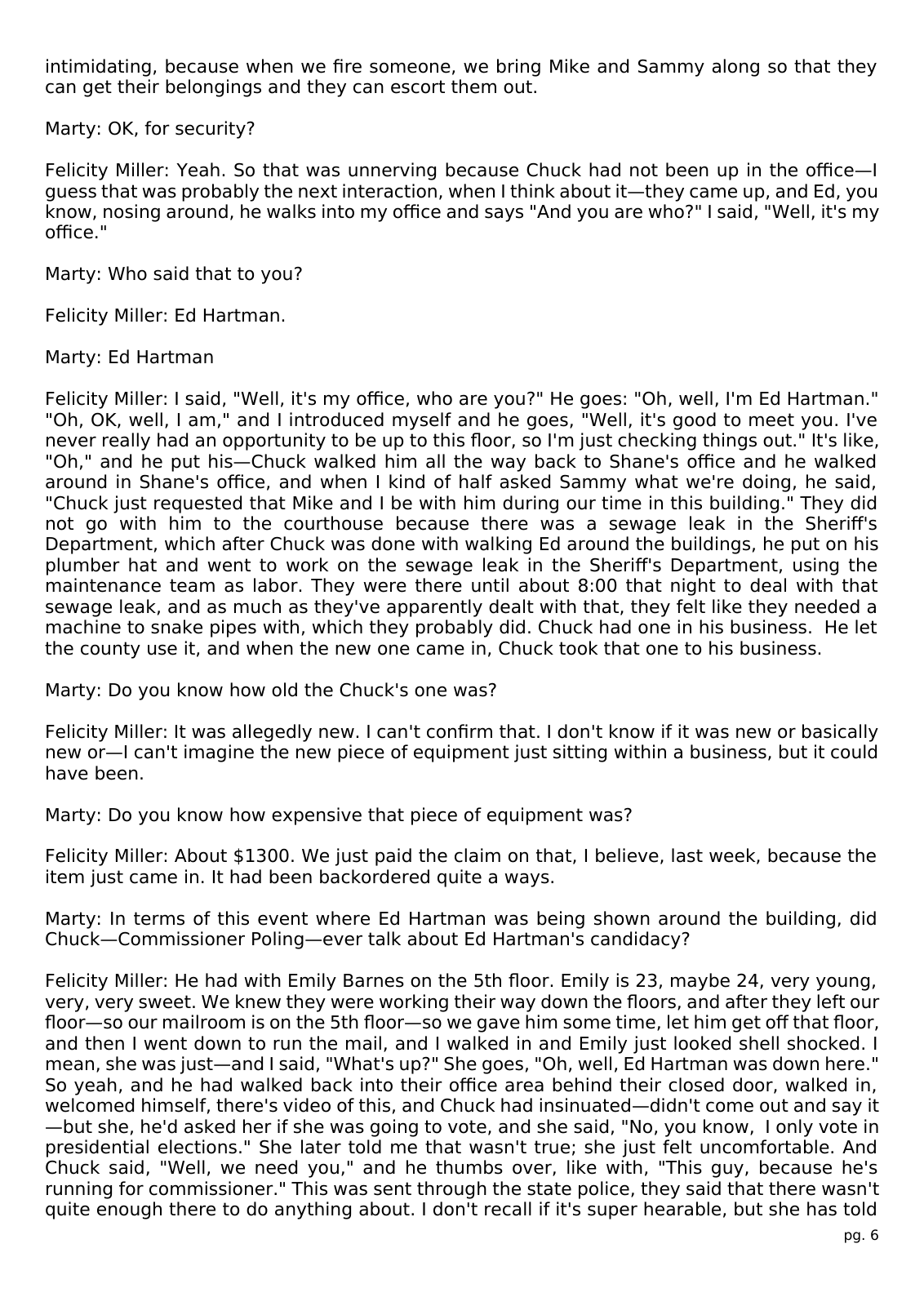 Page 6 of the Interview transcript, HR coordinator, page 6 of OurWeek's PDF rendering