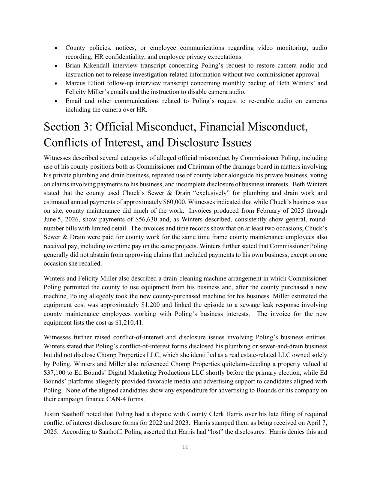 Page 14 of the Internal investigation report, PDF page 14 (printed 11)