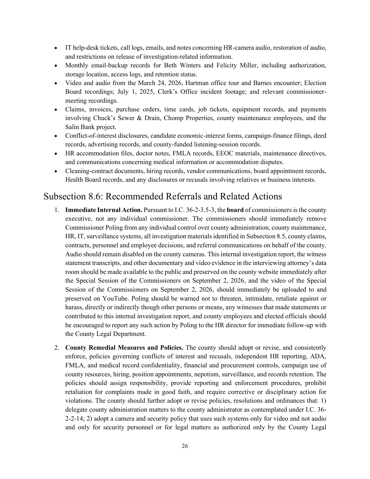 Page 29 of the Internal investigation report, PDF page 29 (printed 26)