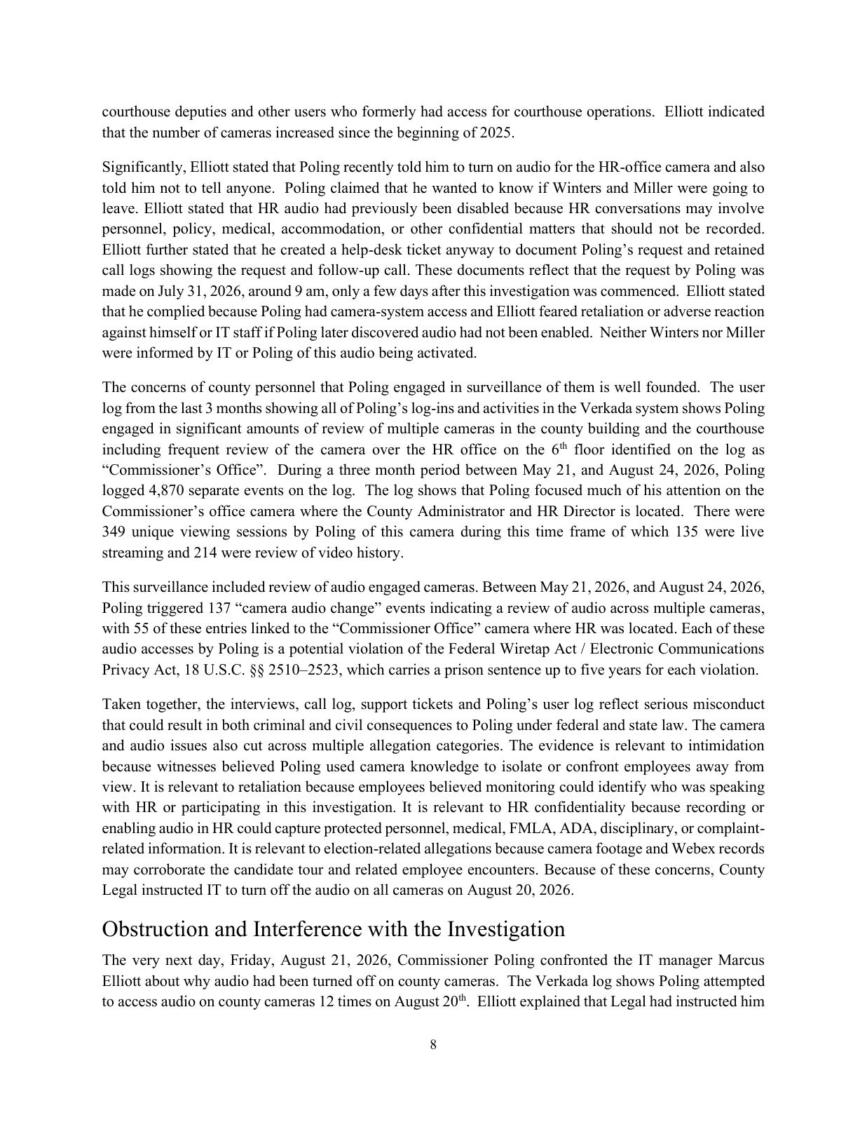 Page 11 of the Internal investigation report, PDF page 11 (printed 8)