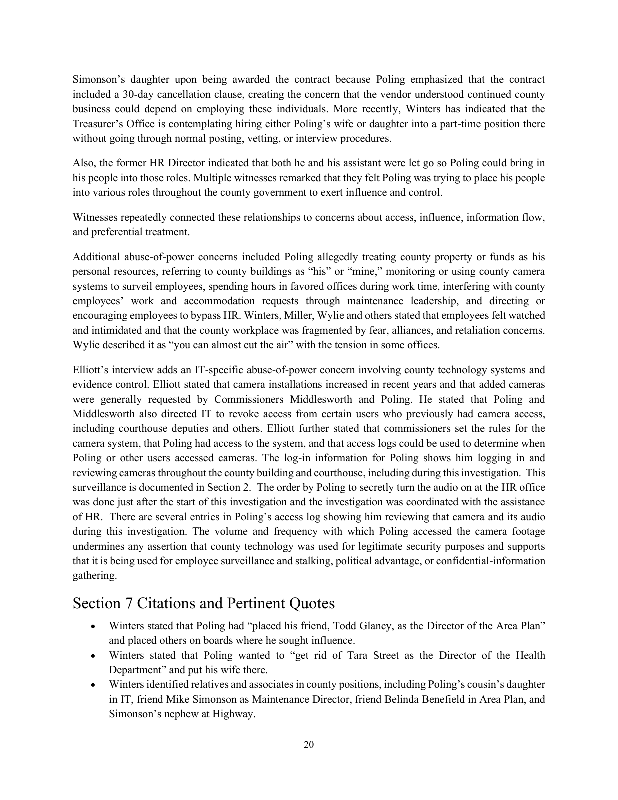 Page 23 of the Internal investigation report, PDF page 23 (printed 20)