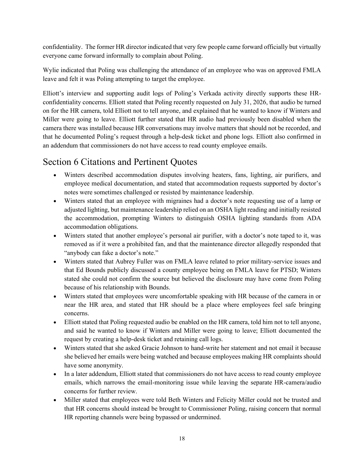 Page 21 of the Internal investigation report, PDF page 21 (printed 18)