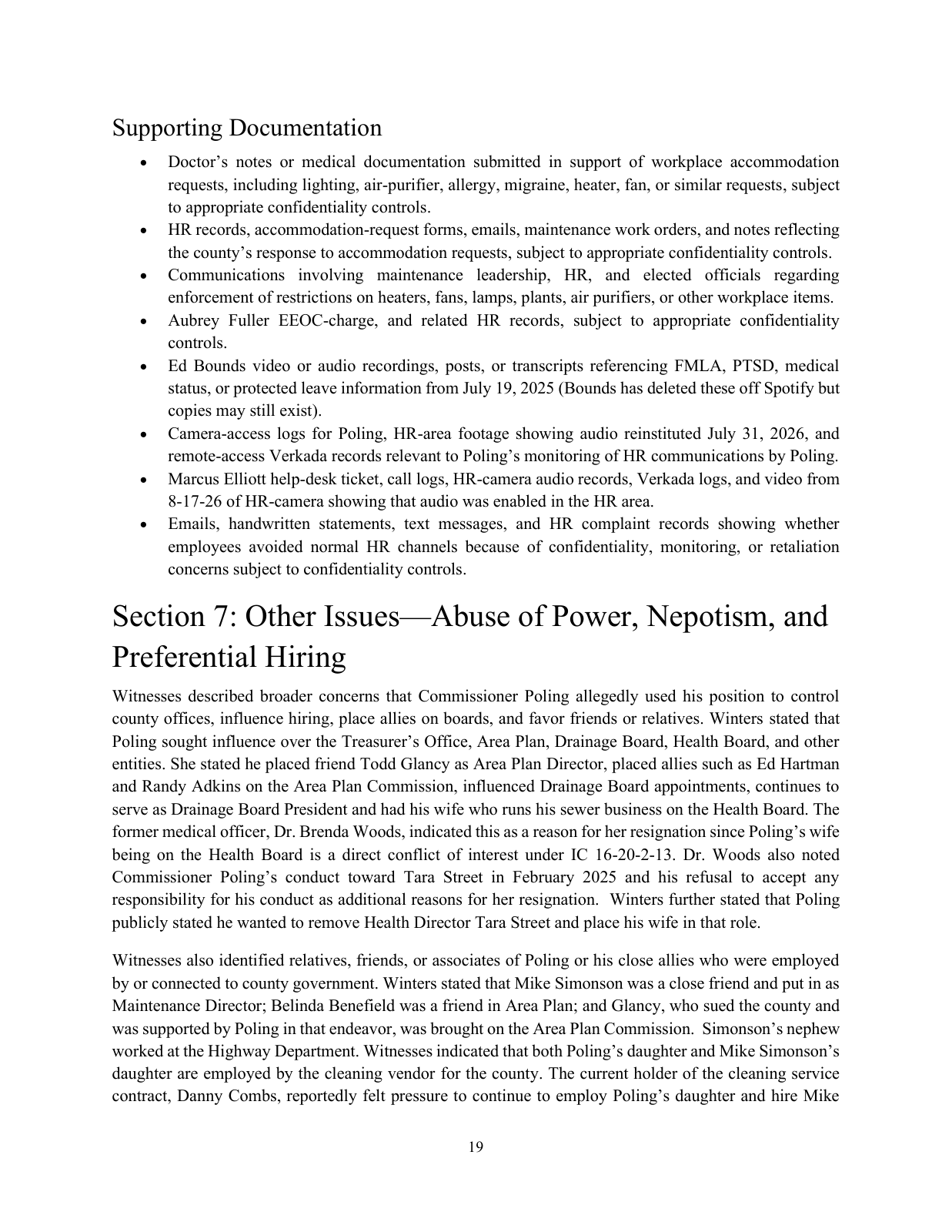 Page 22 of the Internal investigation report, PDF page 22 (printed 19)
