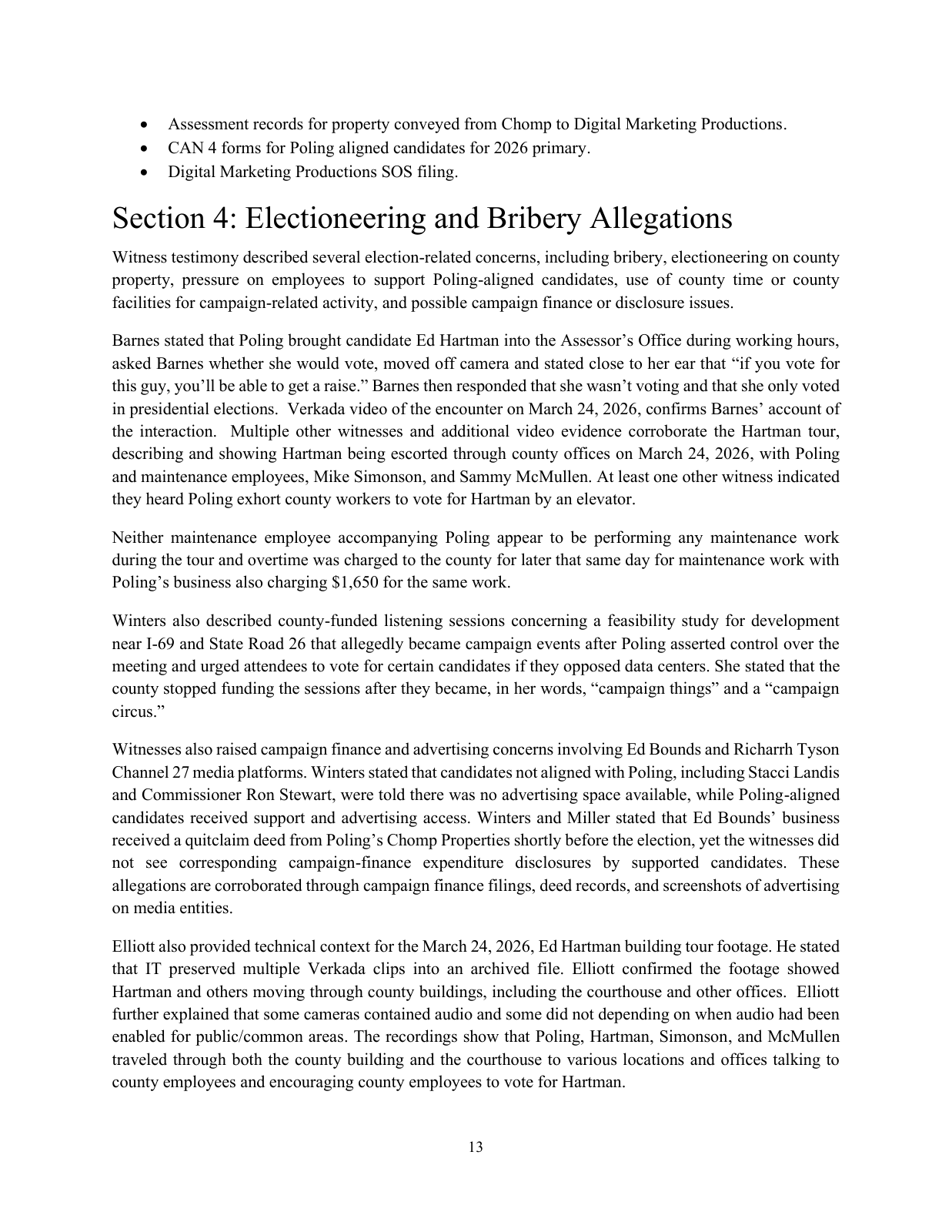 Page 16 of the Internal investigation report, PDF page 16 (printed 13)
