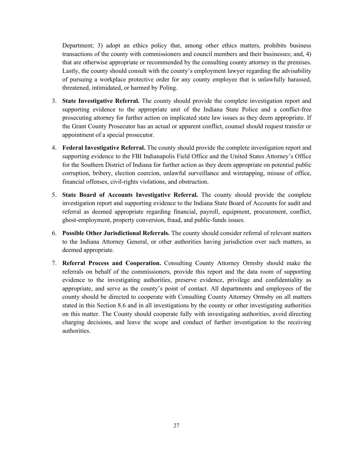 Page 30 of the Internal investigation report, PDF page 30 (printed 27)