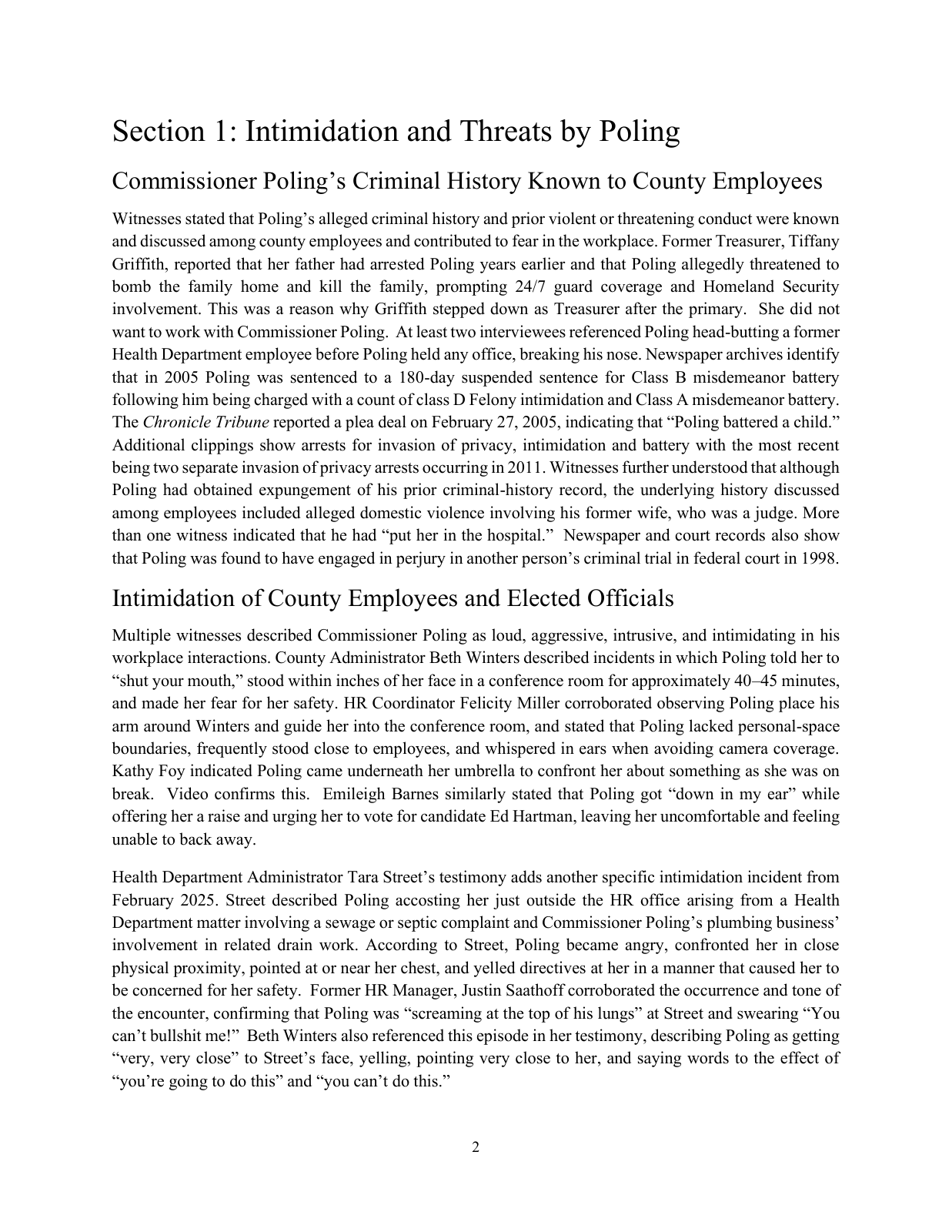 Page 5 of the Internal investigation report, PDF page 5 (printed 2)
