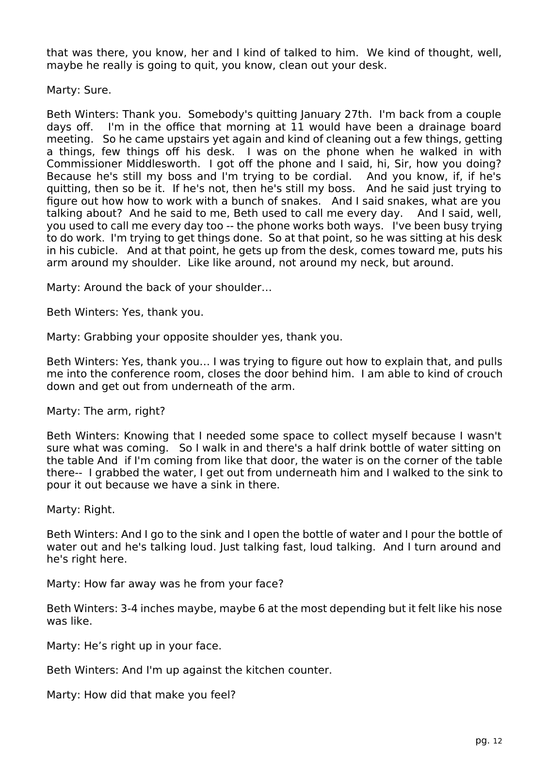 Page 12 of the Interview transcript, county administrator, page 12 of OurWeek's PDF rendering