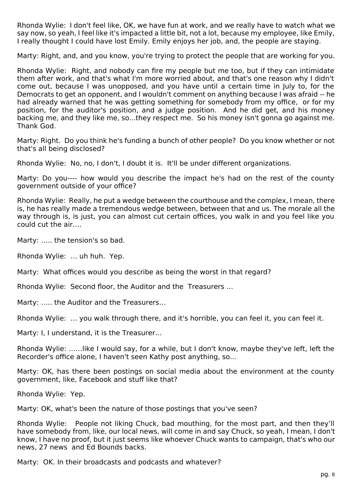 Page 8 of the Interview transcript, county assessor, page 8 of OurWeek's PDF rendering