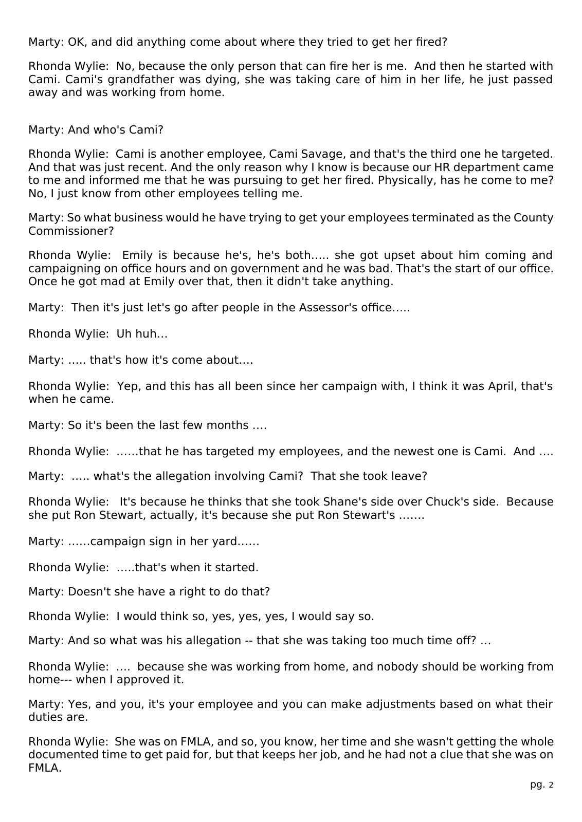 Page 2 of the Interview transcript, county assessor, page 2 of OurWeek's PDF rendering